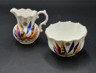 LOT 144 (32907) Est R100 to R300 - An Early 20th Century Commemorative Aynsley China WWI-period Entente Powers Milk jug and Sugar Bowl circa 1914
