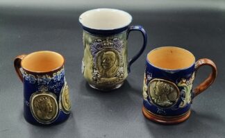 LOT 157 (32907) Est R250 to R500 - A Late Victorian Doulton Lambeth Stoneware Commemorative Queen Victoria 1837-1897 Diamond Jubilee Handled Mug