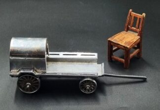 LOT 192 (33007) Est R300 to R600 - A Rare Vintage Novelty Chrome-plated Cast Aluminium Child's Voortrekker Ox Wagon/Ossewa circa 1940s