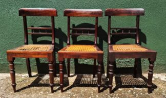 LOT 119 (32439) Est R3000 to R6000 - A Suite of 6 x Early 20th Century Anglo Cape Black Stinkwood Regency-style H-frame Dining Chairs originally from the family of Beyers Naudé