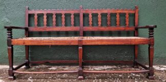 LOT 121 (32697) Est R5000 to R15000 - A Handwrought 19th Century Rustic Cape Stinkwood Transitional Rusbank/Bench