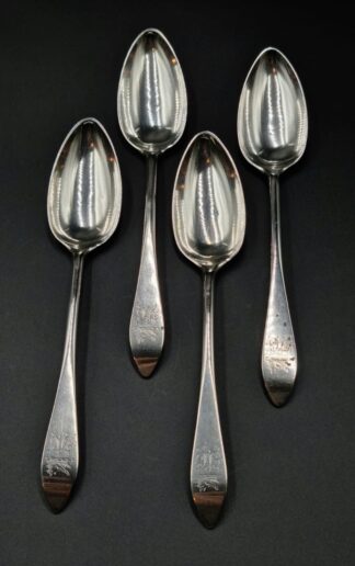 LOT 10 (32911) Est R5000 to R15000 - 4 x George III Scottish Silver Old English Pointed pattern Table Spoons