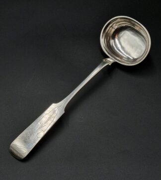 LOT 27 (32914) Est R4000 to R8000 - A 19th Century German Silver Fiddle pattern Soup Ladle