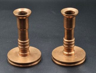 LOT 62 (10000) Est R300 to R600 - A Pair of Cast Brass Modernist-style Dwarf Candlesticks