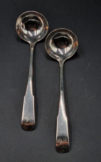 LOT 2 (32911) Est R1500 to R4000 - A Pair of George III Scottish Silver Fiddle/Oar pattern Sauce Ladles