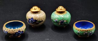 LOT 318 (33016) Est R500 to R1500 - A Near Matching Pair of Vintage Oriental Cloisonné Pepperettes