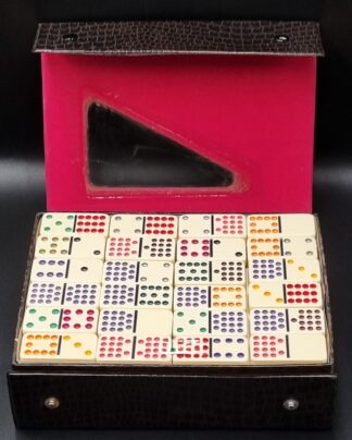 LOT 306 () Est R500 to R1500 - A Cased Set of  Double Fifteen Dominoes (136pcs)