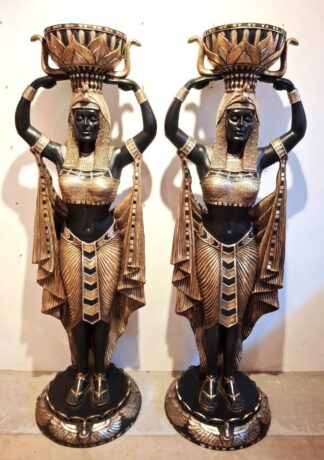LOT 333 (33048) Est R5000 to R15000 - An Imposing pair of Decorative Egyptian Pharoah Figural Stands/ Torcheres