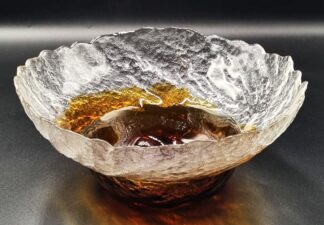 LOT 74 (33032) Est R400 to R800 - A Finnish Humpplia Art Glass Amber and Clear Glass Fruit Bowl in the Brutalist style circa 1970s