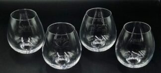 LOT 85 (33032) Est R300 to R600 - 4 x Contemporary Czech Clear Crystal Stemless Wine Glasses (The Nataniel Collection) (Boxed)