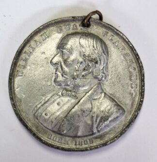 LOT 172 (32907) Est R50 to R150 - 1 x 19th-Century Commemorative Pewter Medal - Gladstone Campaign