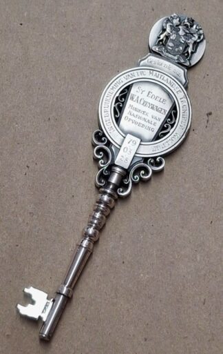 LOT 212 (32582) Est R3000 to R6000 - A Unique Silver Ceremonial Presentation Key presented to W.A. Cruywagen Minister of National Education honouring the inauguration of the Maitland Technical College in South Africa.
