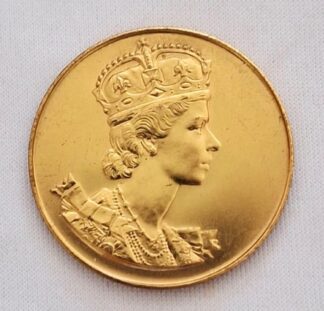 LOT 222 (32907) Est R50 to R150 - 1 x 1953 gilded Metal Queen Elizabeth II Coronation Commemorative Medallion