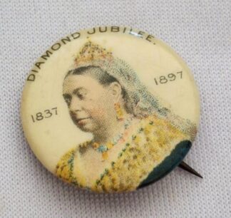 LOT 240 (32907) Est R500 to R1500 - 1 x 1897 Queen Victoria Diamond Jubilee Pin Back Celluloid Button