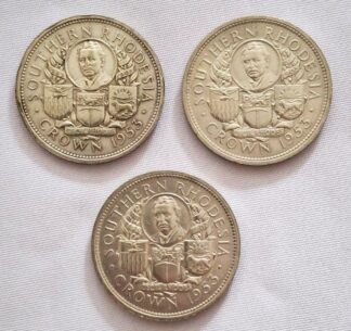 LOT 291 (32879N16) Est R1500 to R3000 - 3 x 1953 Southern Rhodesia 1 Crown Coins