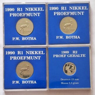 LOT 283 (33065N5) Est R50 to R150 - 3 x 1990 RSA R1 Proof Coins