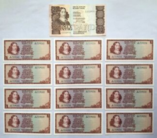 LOT 287 (33065N12) Est R100 to R300 - 12 x RSA R1 Banknote B608 719231-B608 719242