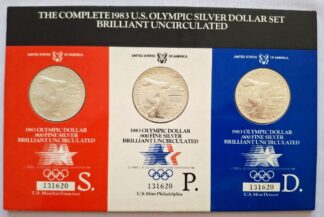 LOT 300 (32938N20) Est R2000 to R4000 - 1 x 1983 USA Complete Olympics Silver Dollars Set - Brilliant Uncirculated