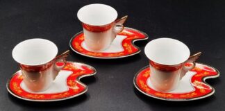 LOT 124 (32925) Est R500 to R1500 - 6 x German Wiesenthal Collection Neo-Classical-style Espresso Cups and Saucers circa 1980s-1990s