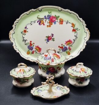 LOT 130 (32935) Est R400 to R800 - An Early 20th Century Czechoslovakian Ladies Dressing Table Set in the Rococo-Revival taste (5pcs)