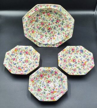 LOT 133 (32935) Est R500 to R1500 - A Grimwades Royal Winton Chintzware  Old Cottage Chintz Fruit Set circa 1930s (7pcs)