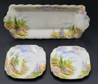 LOT 112 (32930) Est R500 to R1500 - A Royal Albert Bone China Kentish Rockery pattern Sandwich Set circa 1930s (7pcs)