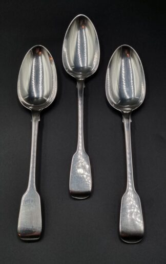 LOT 6 (329146) Est R4000 to R8000 - 3 x Early Victorian Silver Fiddle pattern Table Spoons
