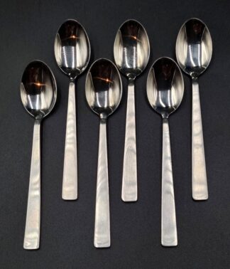 LOT 33 (33032) Est R200 to R400 - 6 x Mid 20th Century Finnish Fiskars Stainless Steel Triennale pattern Mocha Spoons circa 1950s