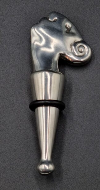 LOT 40 (33046) Est R200 to R400 - A Carrol Boyes Functional Art Cast Pewter Head Bottle Stopper