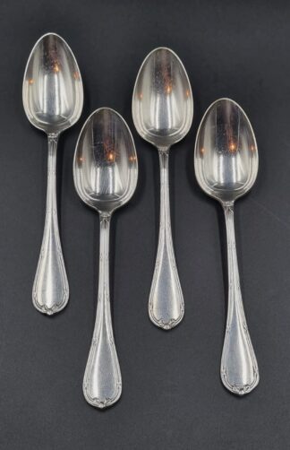 LOT 51 (32686) Est R400 to R800 - 4 x Early 20th Century French Christofle Silverplated Rubans pattern Table Spoons