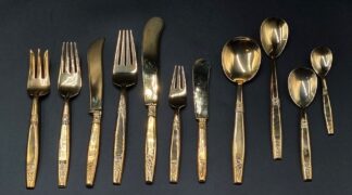 LOT 64 (32591) Est R1500 to R3000 - An Extensive Vintage Setting for 12 Thai Cast Solid Nickel Bronze (Nickel Brass) Table Cutlery Set (143pcs)