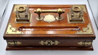 LOT 186 (33089) Est R1000 to R3000 - A Handsome Late Victorian Gentleman's Oakwood and Veneer Desk Inkstand
