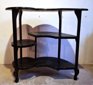 LOT 225 () Est R1000 to R3000 - An Early 20th Century Oriental Ebonised Hardwood Three-Tier Salon Display Etagere