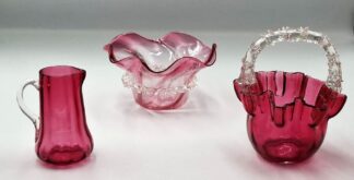LOT 177 (32950) Est R500 to R1500 - A Late Victorian Cranberry and Clear Glass Sweet Basket
