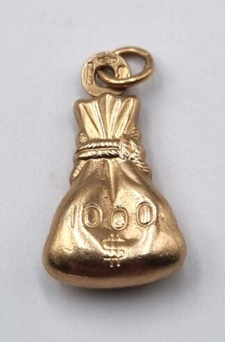 LOT 317 (3295116) Est R500 to R1500 - A Miniature Italian 9ct Yellow Gold  $1000 Money Bag Charm