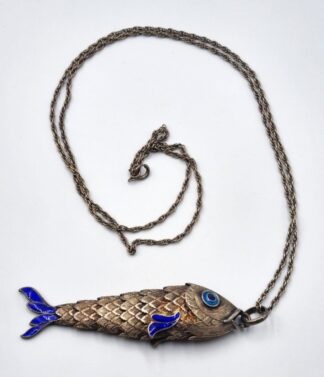 LOT 392 (32938) Est R1000 to R3000 - A Continental Sterling Silver and Enamelled Articulated Fish Pendant