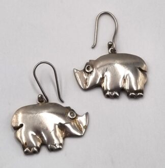 LOT 355 (33081) Est R100 to R300 - A Pair of Contemporary Ladies Silver Rhino Earrings