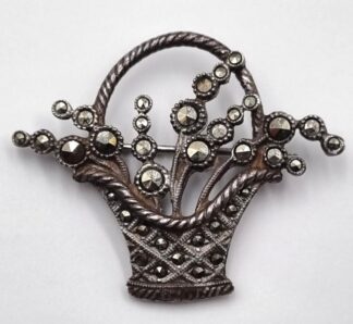 LOT 337 (32914) Est R300 to R600 - A Vintage Sterling Silver and Marquisite set Ladies Giardinetti/ Flowers in a Basket Brooch