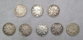 LOT 429 (32959N2) Est R1000 to R3000 - An Assortment of 8 x South African 3 Pence Coins