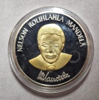 LOT 441 (32959N14) Est R200 to R400 - 1 x Nelson Mandela Long Walk to Freedom Gold Plated Silver Coin