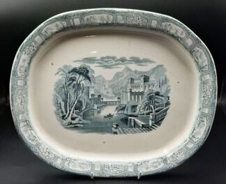 LOT 133 (33007) Est R500 to R1500 - A Late Victorian Transferware Glazed Earthenware Rhine pattern Meat Platter