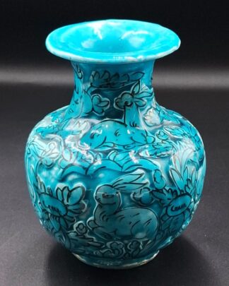 LOT 128 (33016) Est R500 to R1500 - A Vintage Persian Qajar Turquoise Glazed Earthenware Flower Vase