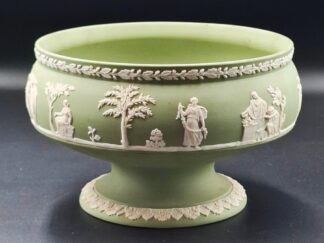 LOT 130 (33007) Est R500 to R1500 - A Striking Wedgwood Sage Green Jasperware footed Flower Bowl/ Fruit Dish in the Adam style