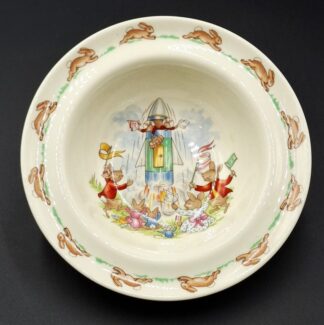 LOT 138 (32945) Est R100 to R300 - A Royal Doulton Bunnykins Child's Porridge Bowl, Golden Jubilee Celebration (1984) (Rocket Ship)