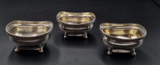 LOT 34 (329541) Est R4000 to R8000 - 3 x George III Silver Classical-style Open Salts