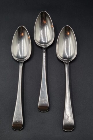 LOT 42 (329549) Est R3000 to R6000 - 3 x George III Silver Old English pattern Table Spoons