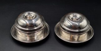 LOT 61 (33065) Est R300 to R600 - A Matching Pair of Vintage Seranco EPNS Art Deco-style Hotelware Butter Cooler Dishes
