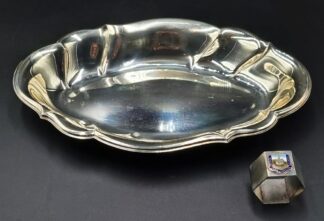 LOT 91 (33069) Est R200 to R400 - A Mid 20th Century German WMF Silverplate on Brass  Oval-shaped Bread Dish