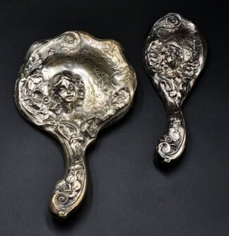 LOT 97 (33046) Est R300 to R600 - An Early 20th Century Ladies Art Nouveau Electroplate-on-Brass Dressing Table Hand Mirror