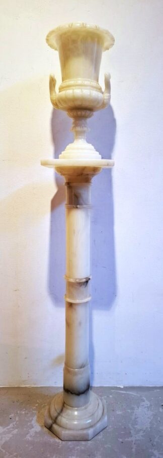 LOT 206 (32972) Est R1000 to R3000 - A Vintage Italian Classical-style Alabaster Illuminated Urn on Pillar